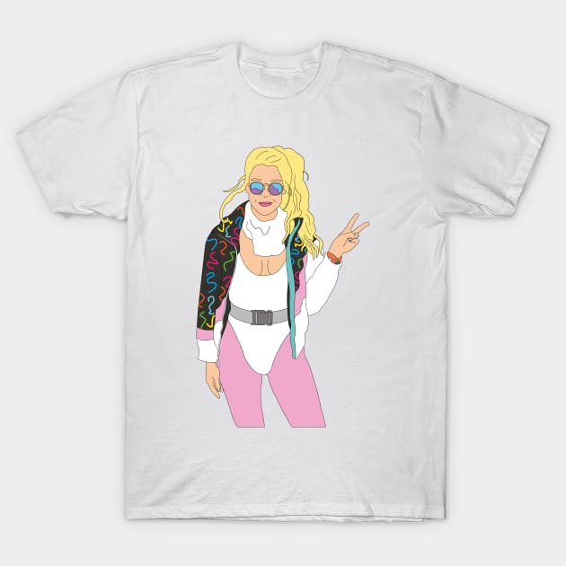 blonde skii girl vintage ski suit sunglasses skiing 80's T-Shirt by Captain-Jackson